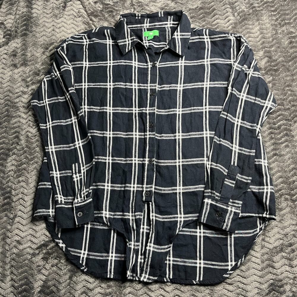Dip Women black/blue Long Sleeve Button-Down Shirt Size S